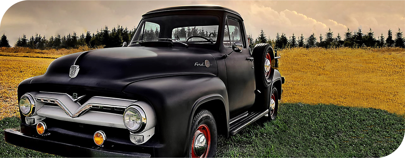 Old ford trucks and old ford cars, pictures of both.